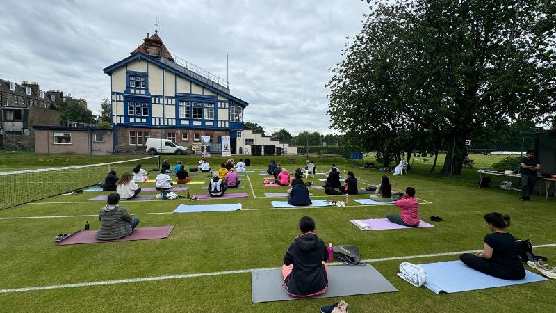 Celebrated International Day Of Yoga at Grange Cricket Club, Edinburgh